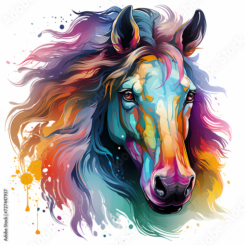 Horse hand drawn multicolor...