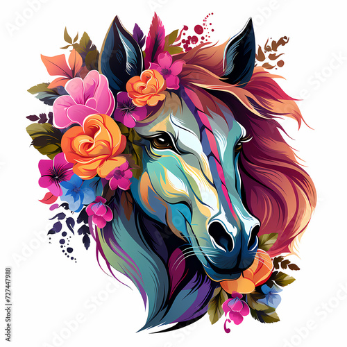 Horse hand drawn multicolor...