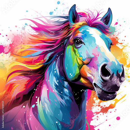 Horse hand drawn multicolor...