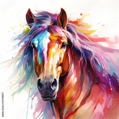 Horse hand drawn multicolor...
