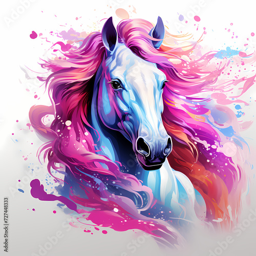 Horse hand drawn multicolor...