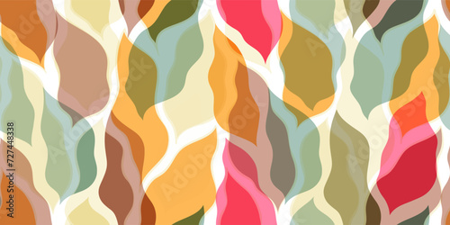 Tropical leaves seamless vector pattern. Watercolor colorful leaf background, textured jungle print