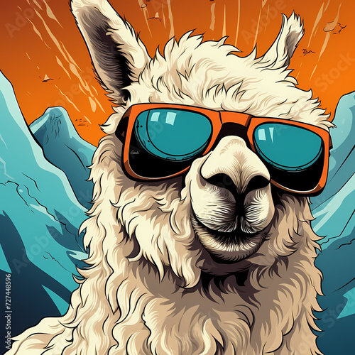 Cute lama hand drawn multic...