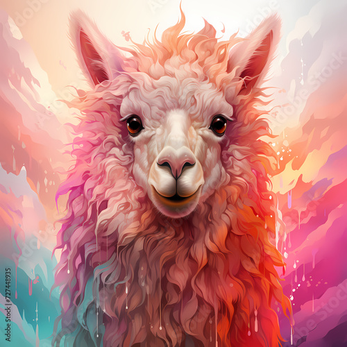 Cute lama hand drawn multic...