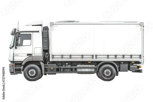 side view cargo truck isolated on transparent background ,trailer truck png ,generative ai