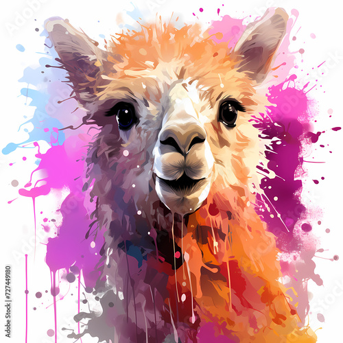 Cute lama hand drawn multic...