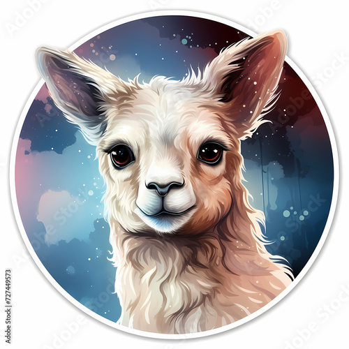Cute lama hand drawn multic...