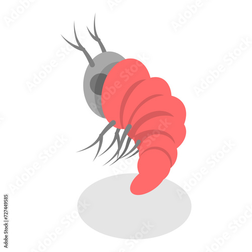 3D Isometric Flat Vector Set of Varieties Of Plankton, Collection of Small Water Organisms. Item 7