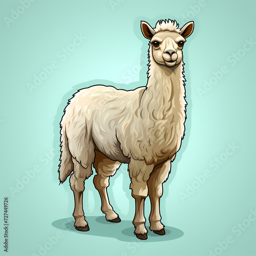 Cute lama hand drawn multic...