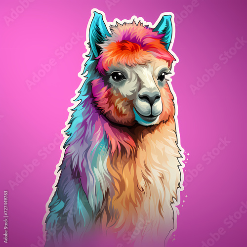 Cute lama hand drawn multic...
