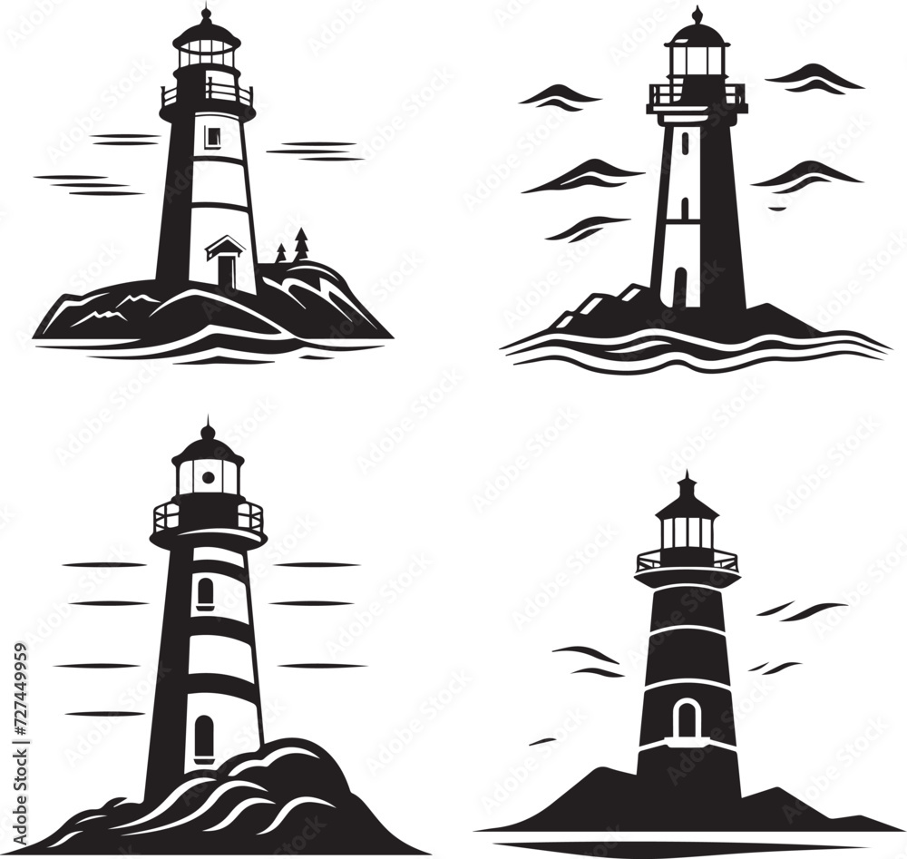 Lighthouse Vector Illustration Set
