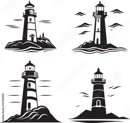 Lighthouse Vector Illustration Set