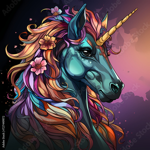 Unicorn in fairytale - Colo...