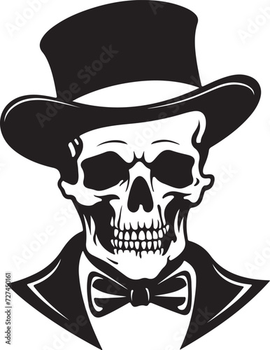 Skull in Top Hat and Bow Tie Vector Illustration © PapaGray