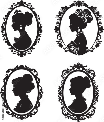 Victorian Lady Frame Vector Illustration Set photo