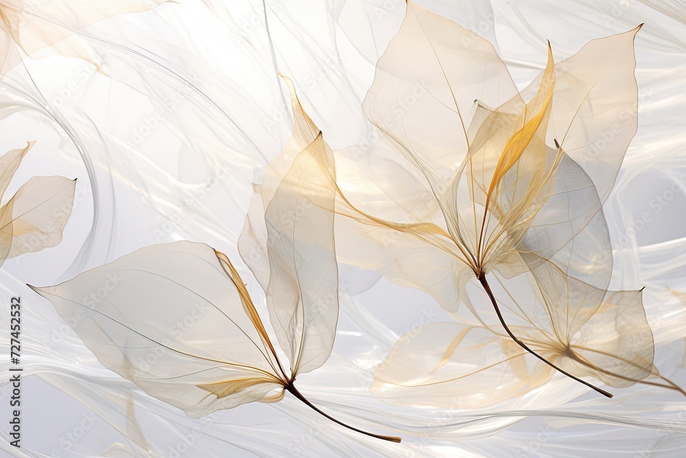 Abstract background with soft yellow and beige petals on white