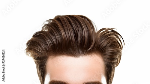 Fashionable men's hairstyle isolated on white. Image for design photo