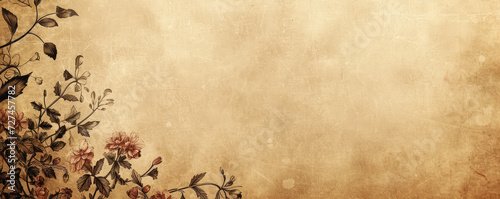 old vintage paper background with flowers