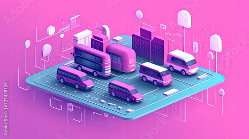 Ai powered demand responsive transportation solid color background photo