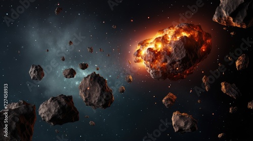 Asteroid resource prospecting solid color background