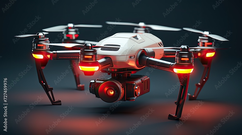 Drone surveillance for public safety solid color background