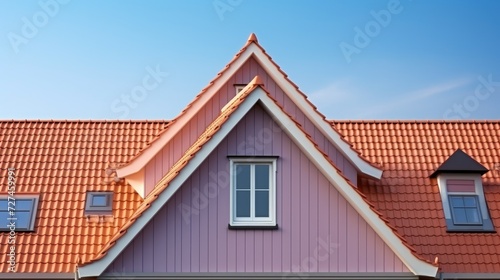Dutch gable roofs combination of gable and hip roof elements solid color background © Niki