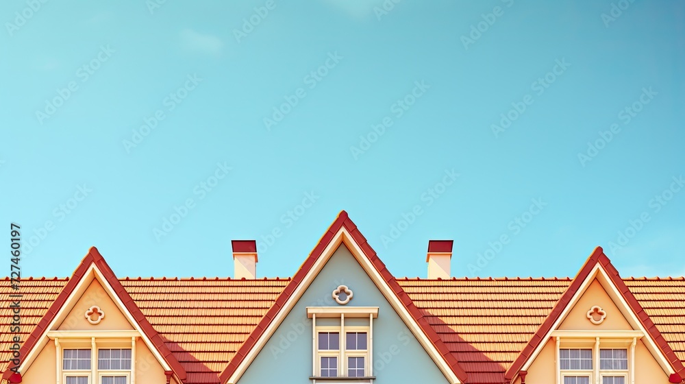 Gable roofs classic and symmetrical roof design solid color background Gable roofs classic and symmetrical roof design solid color background