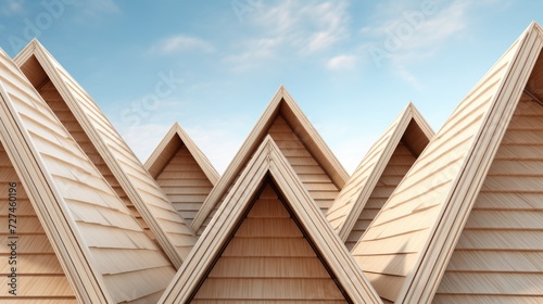 Gable roofs triangular and traditional roof structure solid color background