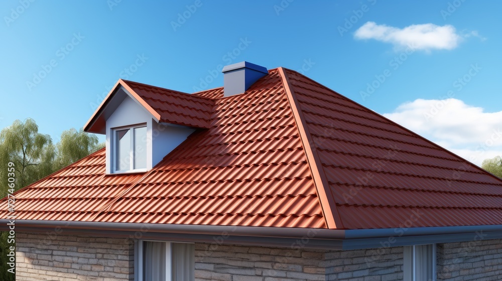 Hip roofs sloping roof on all sides solid color background Hip roofs sloping roof on all sides solid color background
