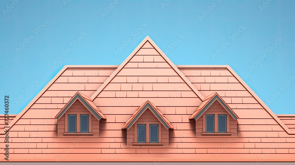 Hip roofs symmetrical sloping roof on all sides solid color background Hip roofs symmetrical sloping roof on all sides solid color background