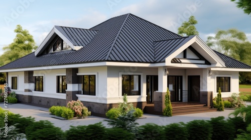 Hip roofs sloping roof on all sides solid color background