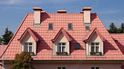 Wallpaper Mural Mansard roofs steep sloping roof with dormer windows solid color background Torontodigital.ca