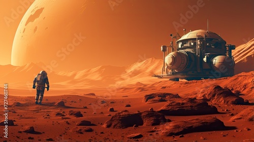Mars colonization efforts solid color background