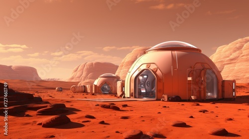 Mars habitat life support systems solid color background