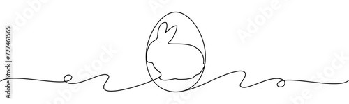 Illustration of bunny in egg for easter day with lineart style of vector