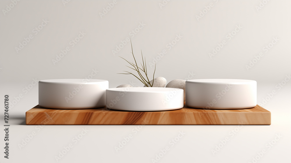 background for cosmetic, three round podiums as mockup. Template for presentation cosmetic products, goods, advertising, design, sale, text, display, showing in modern style background for cosmetic, three round podiums as mockup. Template for presentation cosmetic products, goods, advertising, design, sale, text, display, showing in modern style