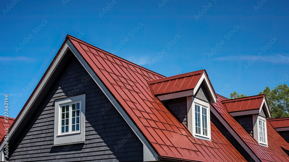 Saltbox roofs asymmetrical roof design with a long sloping back solid color background