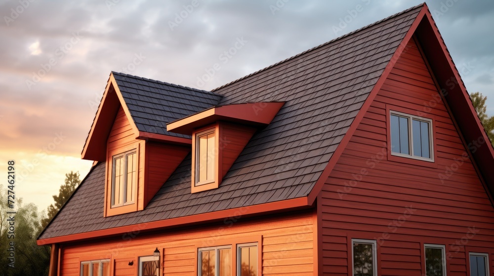 Saltbox roofs asymmetrical roof with a long sloping back solid color background