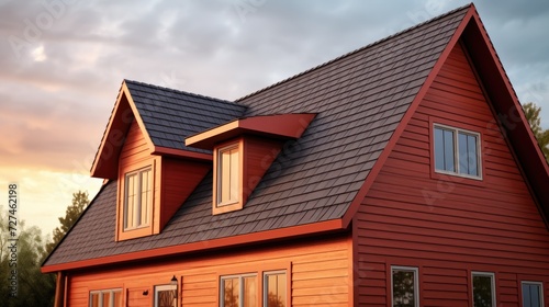 Saltbox roofs asymmetrical roof with a long sloping back solid color background