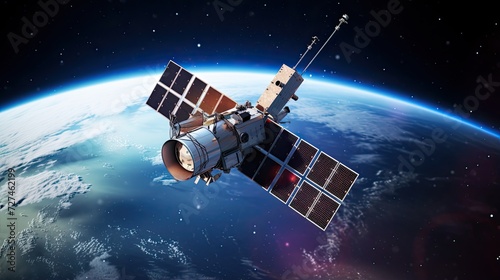 Satellite communication advancements solid color background