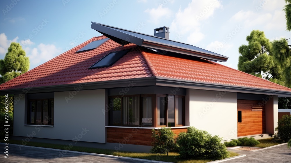 Skillion roofs single slope roof for modern aesthetics solid color background Skillion roofs single slope roof for modern aesthetics solid color background
