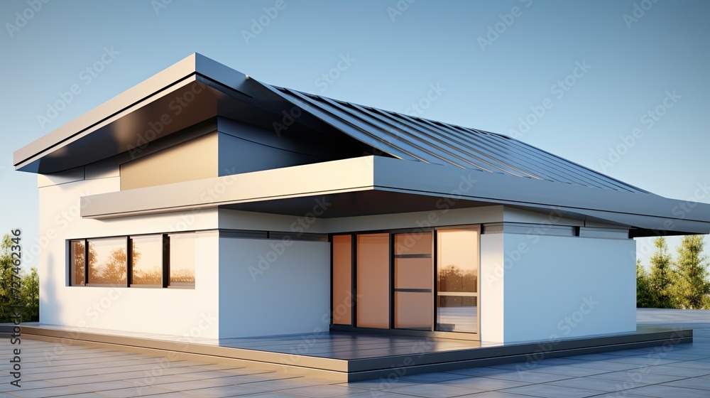 Skillion roofs single slope roof for modern aesthetics solid color background Skillion roofs single slope roof for modern aesthetics solid color background