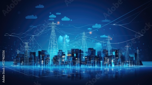 Smart grid modernizing electrical grids with advanced monitoring and control solid color background