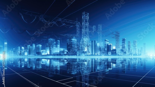Smart grid modernizing electrical power distribution systems solid color background