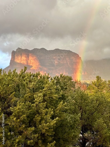 Rainbow over Bell Rock in Sedona Arisona