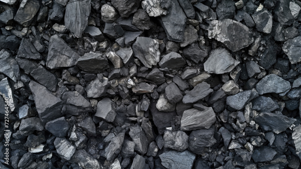 Sharp different size pieces of coal stones with ash around, gray and dark black color with texture of coal stone, top view. High quality photo Sharp different size pieces of coal stones with ash around, gray and dark black color with texture of coal stone, top view. High quality photo