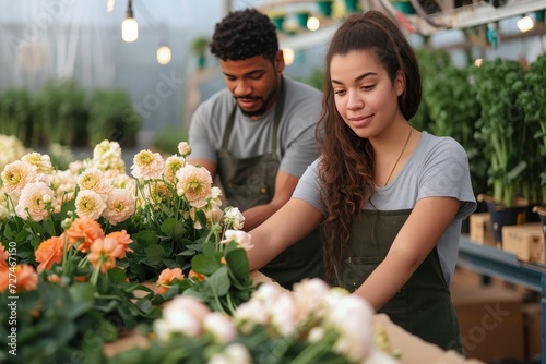 A couple's passion for floristry blooms as they work together to create stunning bouquets in their quaint outdoor flower shop
