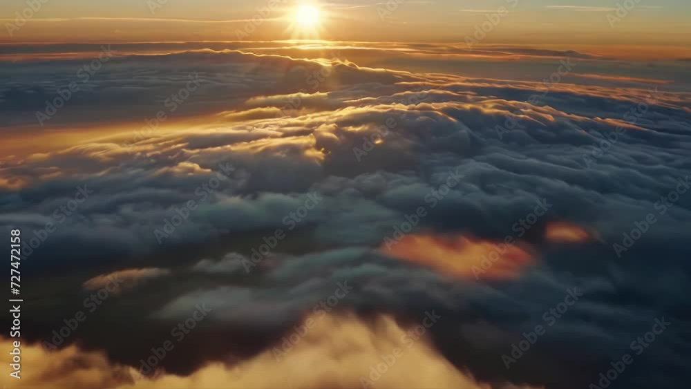 Une vue aérienne au-dessus de magnifiques nuages au coucher du soleil Une vue aérienne au-dessus de magnifiques nuages au coucher du soleil