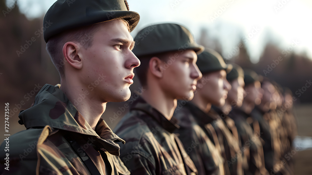 Fototapeta premium group of soldiers standing in line 