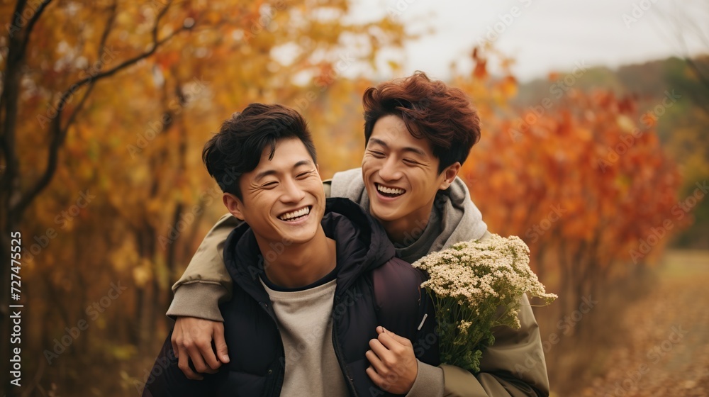 Amor en cada fotograma: dos chicos con apariencia asiática que crean momentos únicos de amor Gay en una foto realista Amor en cada fotograma: dos chicos con apariencia asiática que crean momentos únicos de amor Gay en una foto realista